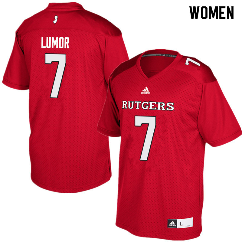 Women #7 Elorm Lumor Rutgers Scarlet Knights College Football Jerseys Sale-Red